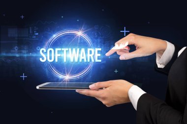 Dokunmatik ekran yakın plan, yeni teknoloji konsepti