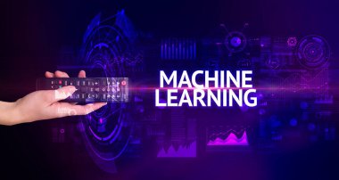 El ele tutuşan kablosuz çevre, modern teknoloji kavramı