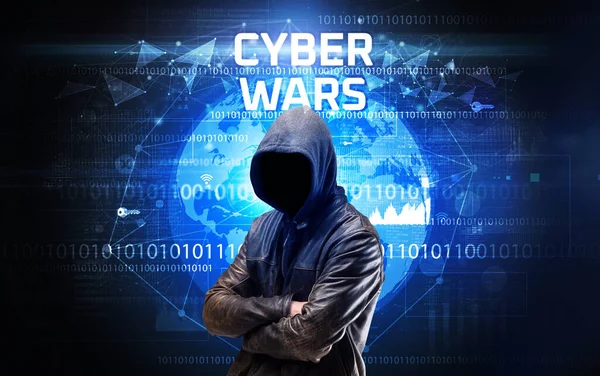 Faceless hacker at work, security concept — Stock Photo, Image