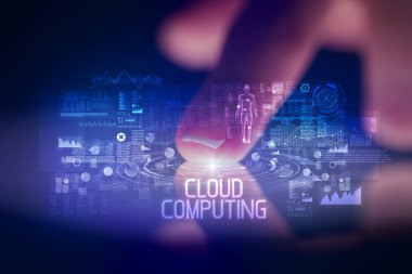 Web teknolojisi simgeleriyle tablete dokunmak