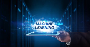 Tablet tutan kişi, teknoloji konsepti