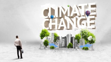 Bir iş adamının arka görüşü, çevre koruma kavramı