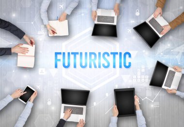 Ofiste Çalışan Meşgul İnsanlar Grubu, teknoloji konsepti