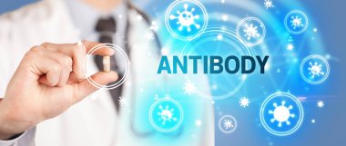 Doktor ilaç veriyor, virüs konsepti