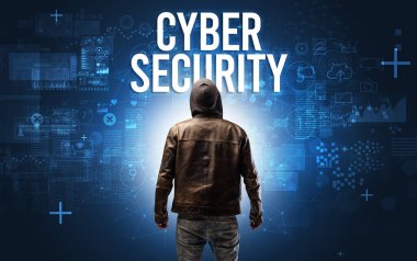 Çevrimiçi güvenlik kavramına sahip yüzsüz adam