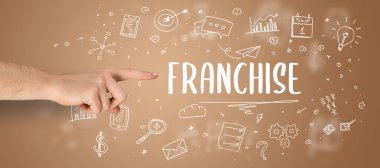 İşletme yazıtlarına işaret eden kırpılmış elin yakın çekimi