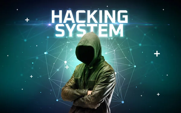 Mysterieuze hacker, online aanval concept — Stockfoto