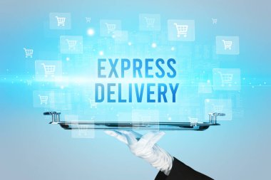 Garson online alışveriş konsepti sunuyor.