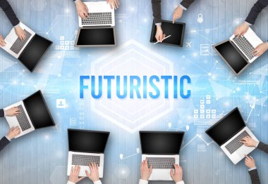 Ofiste Çalışan Meşgul İnsanlar Grubu, teknoloji konsepti