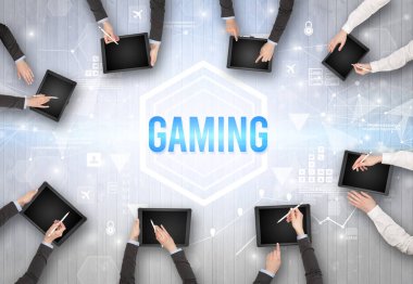 Ofiste Çalışan Meşgul İnsanlar Grubu, teknoloji konsepti