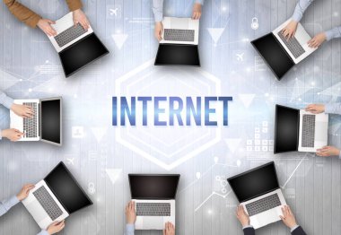 Ofiste Çalışan Meşgul İnsanlar Grubu, teknoloji konsepti