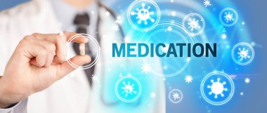 Doktor ilaç veriyor, virüs konsepti