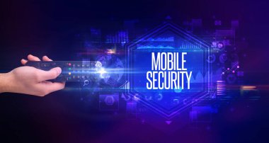 El ele tutuşan kablosuz çevre, siber güvenlik kavramı