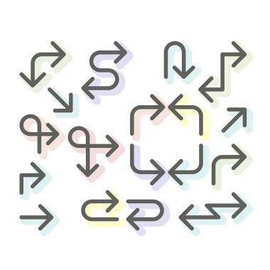 Basit ince oklar seti - navigasyon okları, çizgi sanat simgeleri