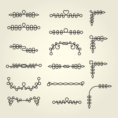 Zarif vinyetler, bölücüler ve ayırıcılar mermi ile süslenmiş