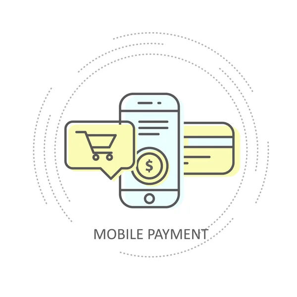 Pagamento mobile online con icona della carta di credito - smartphone — Vettoriale Stock