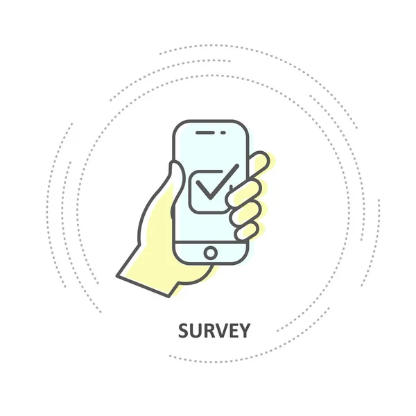 Online survey - checkbox on smartphone screen — Stock Vector