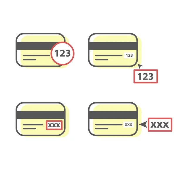 Comment entrer CVV échantillon de code - carte de crédit cvv icône de code — Image vectorielle