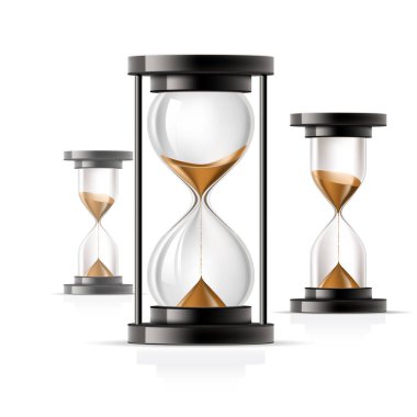 Kum saati simgesi - cam kum saati, yuvarlak ve düz