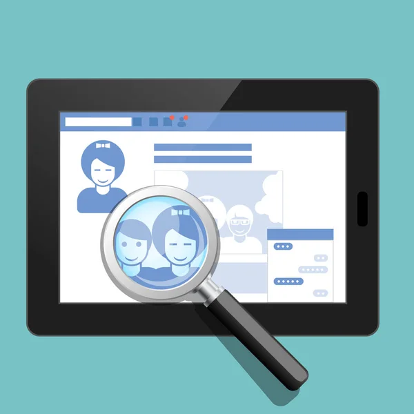 Your social public profile is under surveillance - social page — Stock Vector
