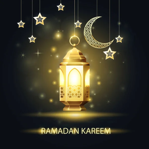 Carte de voeux Ramadan Kareem - lanterne traditionnelle — Image vectorielle