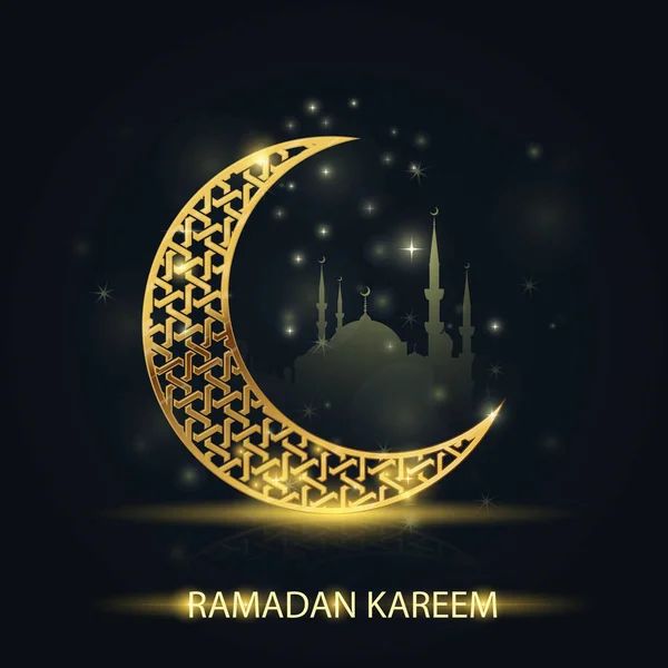 Croissant islamique et silhouette de la mosquée - Ramadan Kareem — Image vectorielle