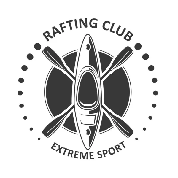 Rafting or kayaking club emblem - canoe, kayak icon — Stock Vector