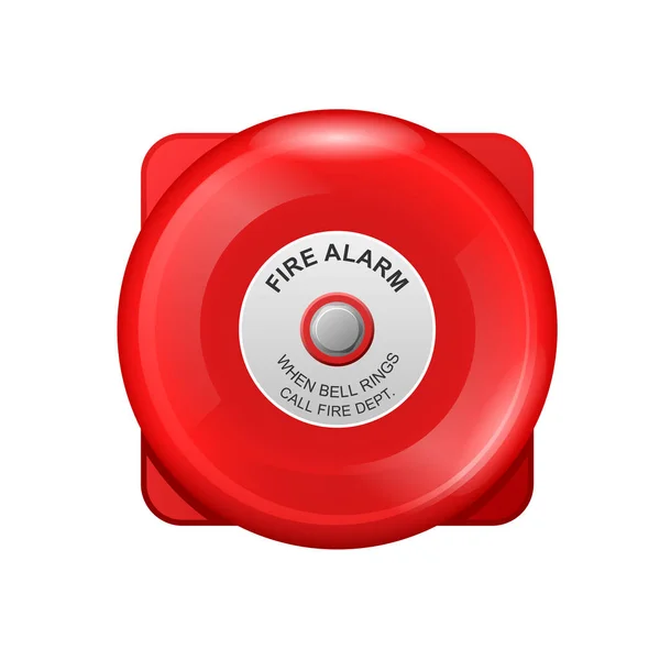 Rode brandalarm Bell-muur sirene, school alarm, waarschuwingssysteem — Stockvector