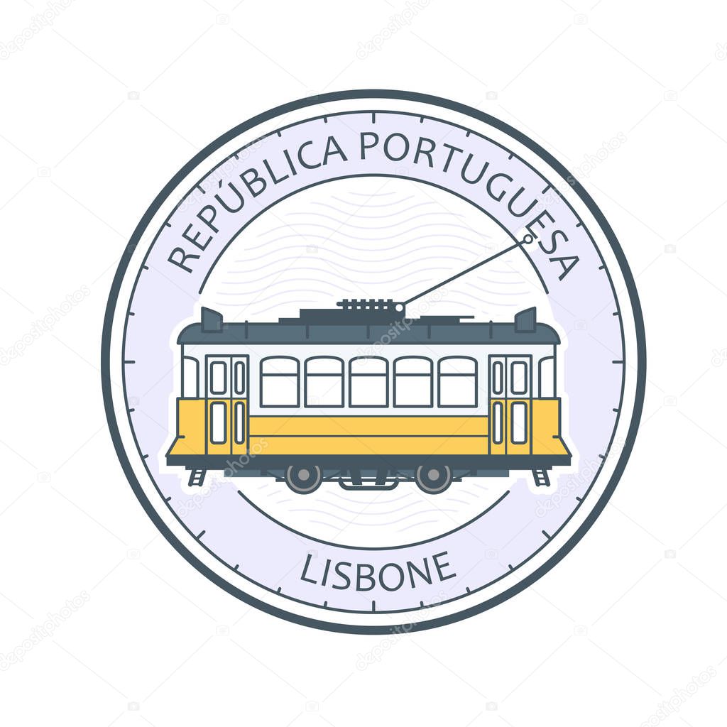 Vintage tram of Lisbon - symbol, Portugal, tramway in Lisbon