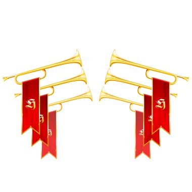 Fanfare zafer - çapraz vintage trompet zafer sembolize