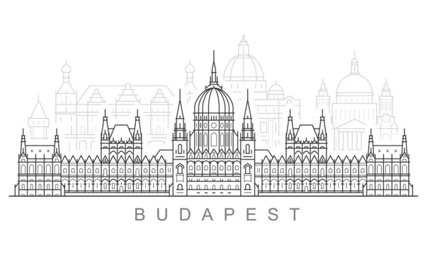 Budapest város látképe-magyar Parlament épülete, városkép — Stock Vector