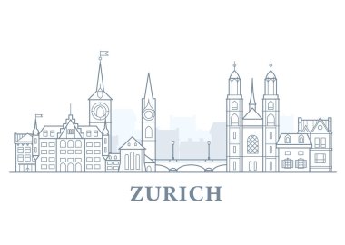 Zurich cityscape, Switzerland - old town view, city panorama clipart