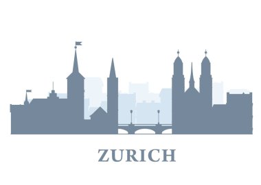 Zürih şehir silueti, İsviçre - eski şehir manzarası
