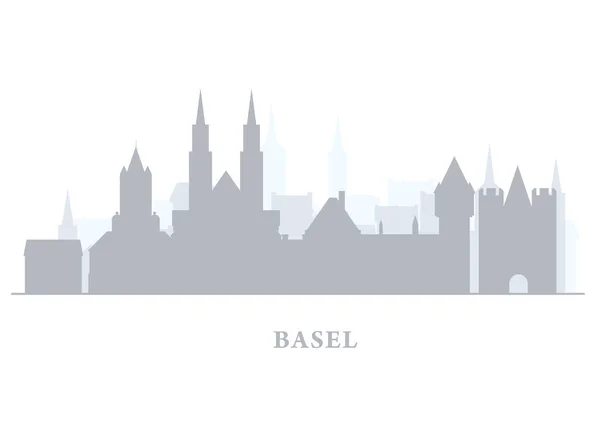 Basel City Silhouette, Zwitserland-skyline van de oude stad — Stockvector