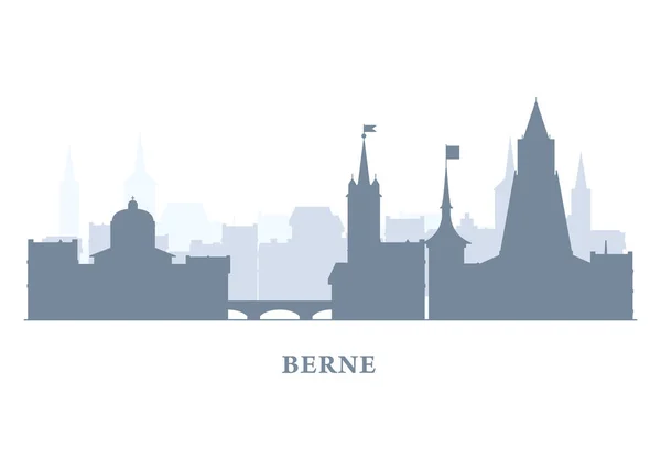 Berne City Silhouette, Zwitserland-uitzicht op oude stad — Stockvector