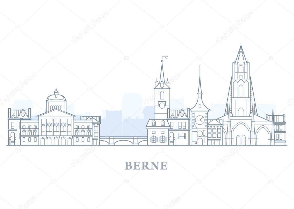 Berne cityscape, Switzerland - old town view, city panorama