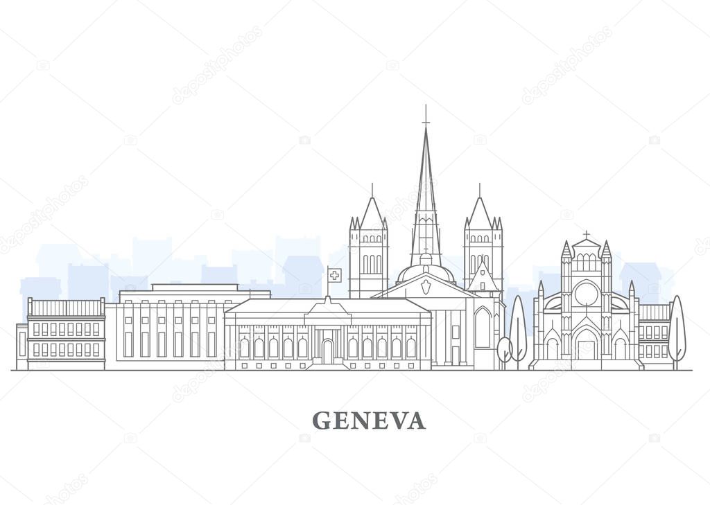 Geneva cityscape, Switzerland - old town view, city panorama