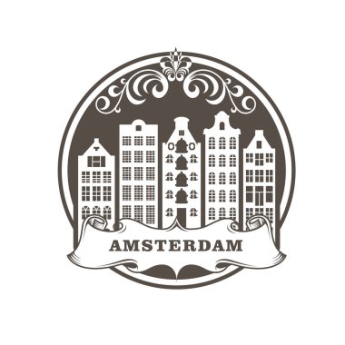 Amsterdam şehir damgası - genel binalar, şehir manzarası satır 