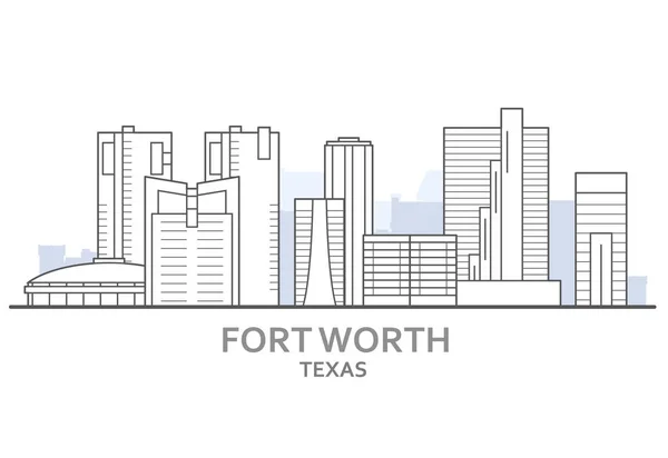 Fort Worth cityscape, Texas - city panorama of Fort Worth — Stock Vector