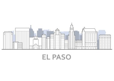 El paso silueti, Teksas - El paso panoraması, şehir merkezi anahattı 