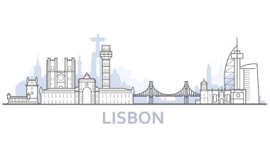 Lizbon cityscape Anahat - simgesel yapılar ile eski şehir manzarası