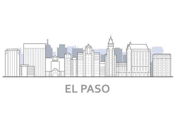 El Paso Skyline, Texas-a panoráma el Paso, belvárosi vázlat — Stock Vector