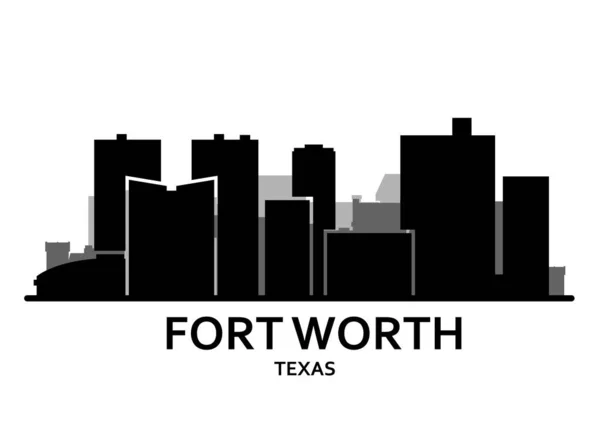 Silhueta do horizonte de Fort Worth - Panorama de Fort Worth, cidade — Vetor de Stock