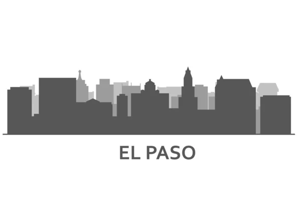 Silhouet van de skyline van El Paso-El Paso Panorama, het centrum van de stad — Stockvector