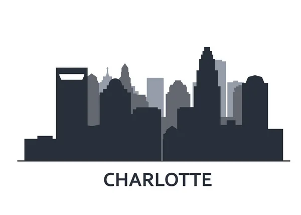 Silhueta de Charlotte skyline - Panorama de Charlotte, cidade — Vetor de Stock