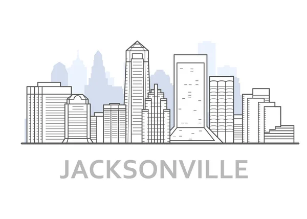 Jacksonville-městské panorama, Florida-obrys centra — Stockový vektor