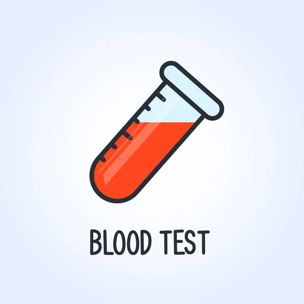 Bood test icon - analysis of blood sampling, test tube