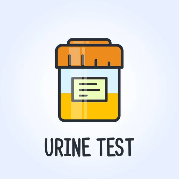Urinprov i en plast burk ikon, urinanalys provtagning — Stock vektor
