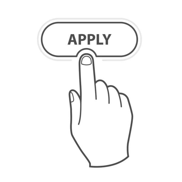 Appuyez sur le bouton - main appuyant sur le bouton, vacance et application — Image vectorielle