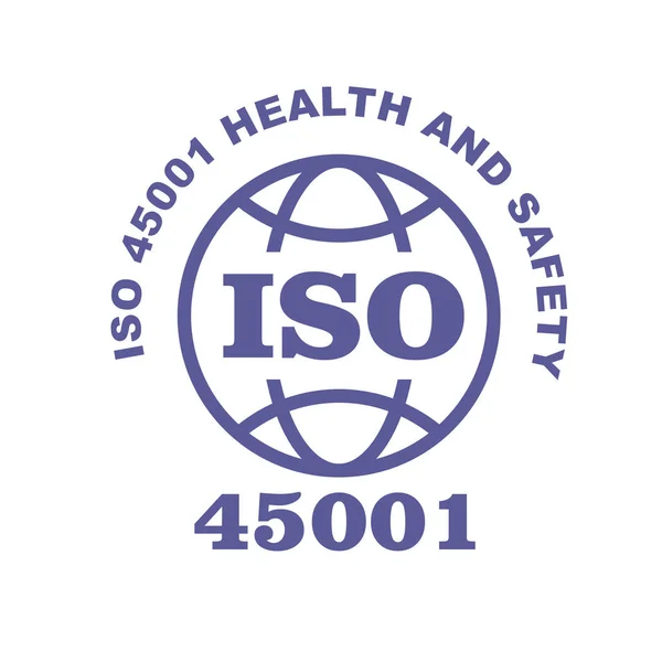 ISO 45001 frimärks skylt-arbetshälsa och säkerhet standard — Stock vektor